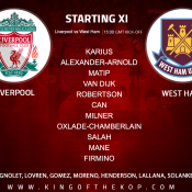 Liverpool team v West Ham 24 February 2018