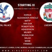 Liverpool team v Crystal Palace 31 March 2018