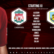 Liverpool team v Burnley Anfield 11 July 2020