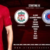 Liverpool team v Rangers Champions League Anfield October 4 2022