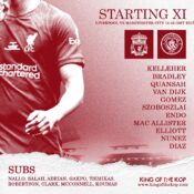 Liverpool team vs Manchester City premier League Anfield 10th of March