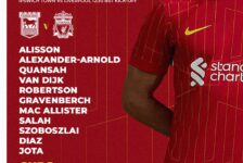 Confirmed: Liverpool team vs Ipswich Town