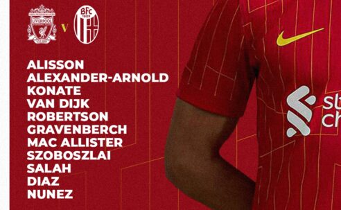 Confirmed: Liverpool team vs Bologna