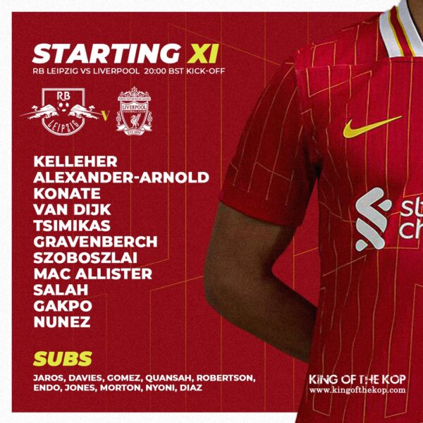 Confirmed: Liverpool team vs RB Leipzig