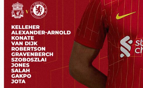 Liverpool team vs Chelsea in the Premier League at Anfield 20th October 2024