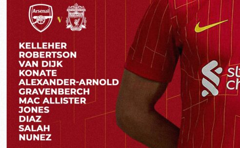 Confirmed: Liverpool team vs Arsenal