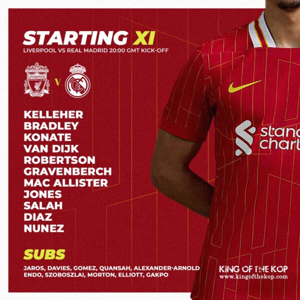 Liverpool team VS Real Madrid Anfield 27 November 2024