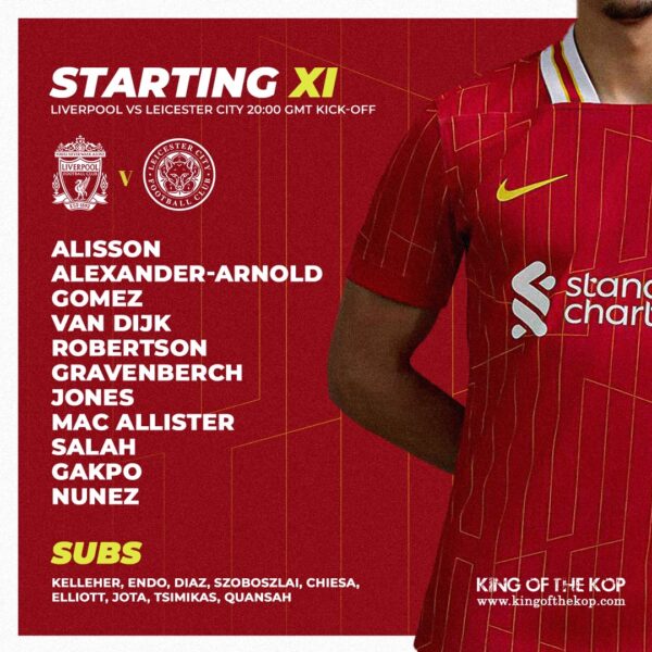 Confirmed: Liverpool team vs Leicester