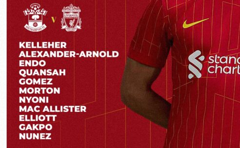 Confirmed: Liverpool team vs Southampton