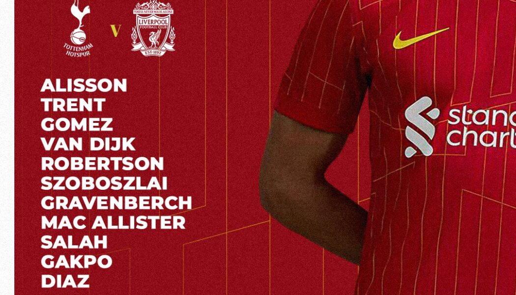 Liverpool team vs Tottenham at the Tottenham Hotspur Stadium 22nd of December 2024