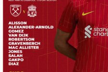 Liverpool team vs West Ham 29th of December 2024