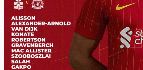 Confirmed: Liverpool team vs Nottingham Forest