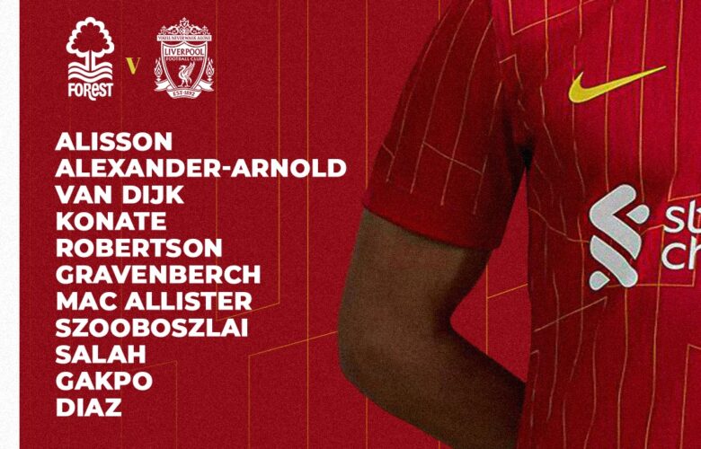 Confirmed: Liverpool team vs Nottingham Forest