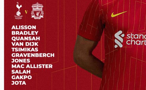 Confirmed: Liverpool team vs Tottenham