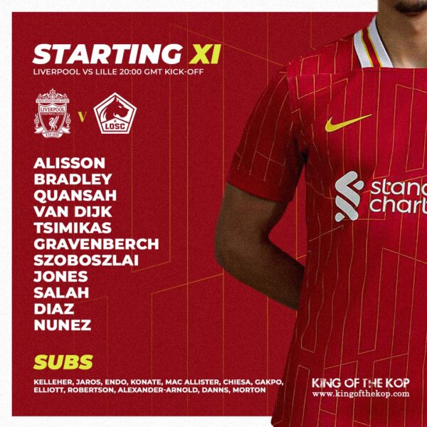 Confirmed: Liverpool team vs Lille