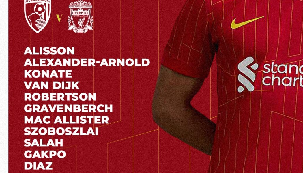 Confirmed: Liverpool team vs Bournemouth