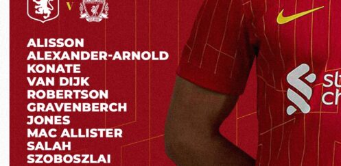 Confirmed: Liverpool team vs Aston Villa